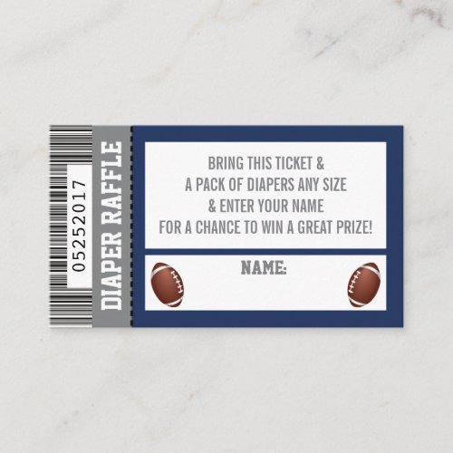 Diaper Raffle Ticket Sports Football Baby Shower Enclosure Card