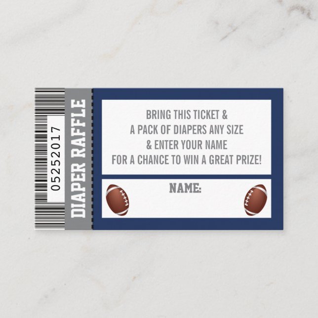 Diaper Raffle Ticket, Sports, Football Baby Shower Enclosure Card (Front)