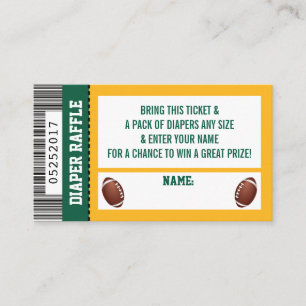 Diaper Raffle Ticket, Sports, Football Baby Shower Enclosure Card
