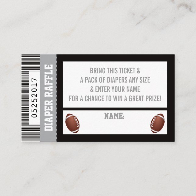 Diaper Raffle Ticket, Sports, Football Baby Shower Enclosure Card (Front)