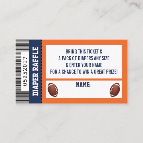 Diaper Raffle Ticket Sports Football Baby Shower Enclosure Card