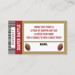 Diaper Raffle Ticket, Sports, Football Baby Shower Enclosure Card