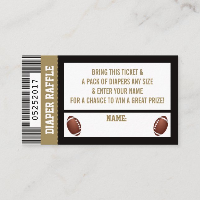 Diaper Raffle Ticket, Sports, Football Baby Shower Enclosure Card (Front)