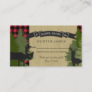 Diaper Raffle Ticket Woodland Deer Antler Baby Boy Enclosure Card