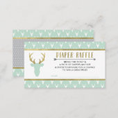 Diaper Raffle Ticket, Woodland Deer, Baby Shower Enclosure Card (Front/Back)