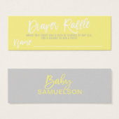 DIAPER RAFFLE Ticket Yellow Grey Baby Shower (Front & Back)