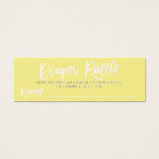 DIAPER RAFFLE Ticket Yellow Grey Baby Shower (Front)