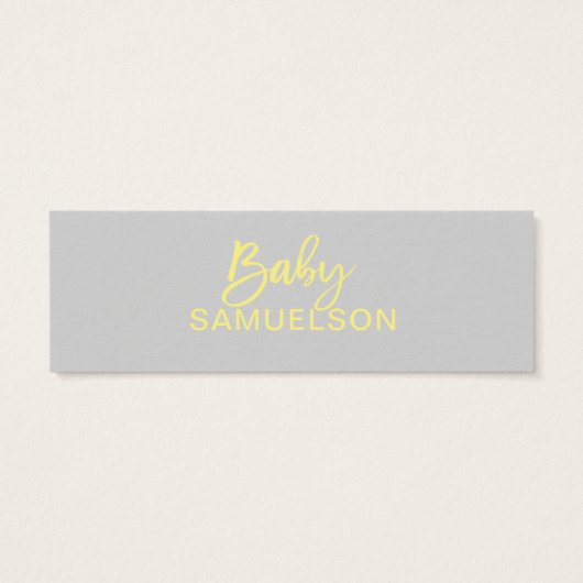 DIAPER RAFFLE Ticket Yellow Grey Baby Shower (Back)