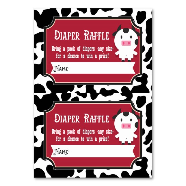 Diaper Raffle Tickets - 2 per card - Farm Animals (Front)