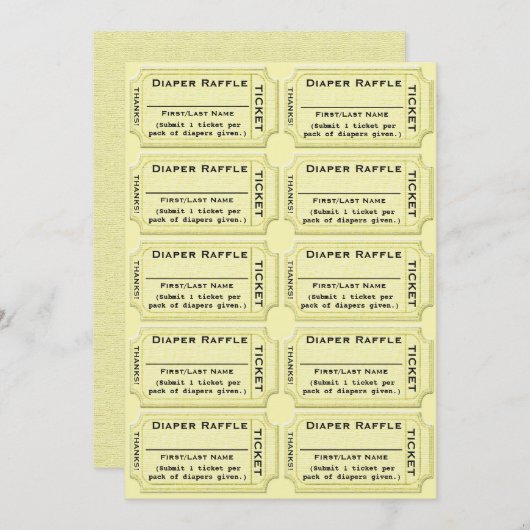 Diaper Raffle Tickets Baby Shower (Front/Back)