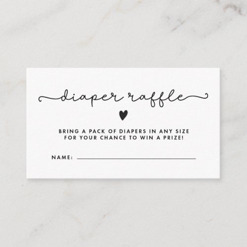 Diaper Raffle Tickets Baby Shower Black White 