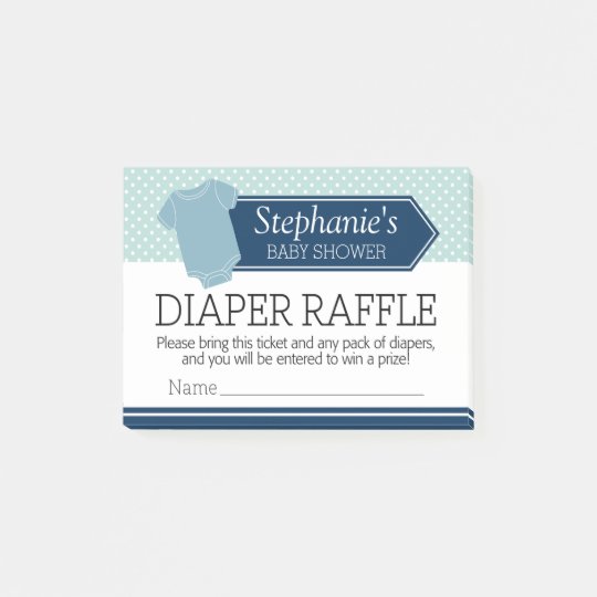 Diaper Raffle Tickets Baby Shower Game Blue Boy Post It Notes