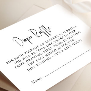 Diaper Raffle Tickets Baby Shower Game Minimalist Enclosure Card