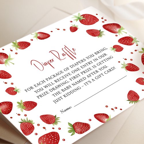 Diaper Raffle Tickets Baby Shower Game Strawberry  Enclosure Card