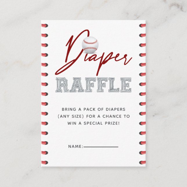 Diaper Raffle Tickets | Baseball Baby Shower Enclosure Card (Front)