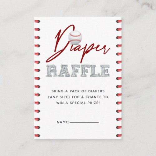 Diaper Raffle Tickets  Baseball Baby Shower Enclosure Card