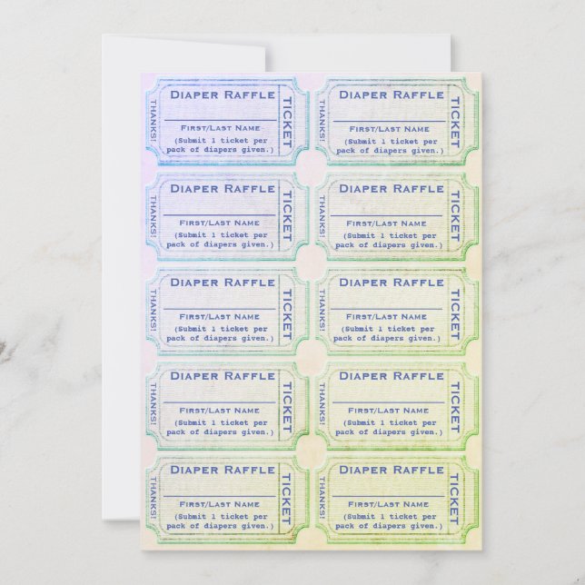 Diaper Raffle Tickets Blue Green Invitation (Front)