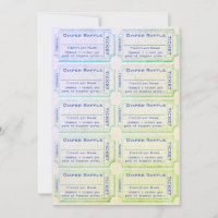 Diaper Raffle Tickets Blue Green Invitation