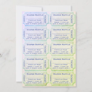 Diaper Raffle Tickets Blue Green Invitation