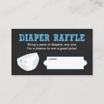 Diaper Raffle Tickets / Chalkboard Boy Baby Shower Enclosure Card by lemontreecards at Zazzle