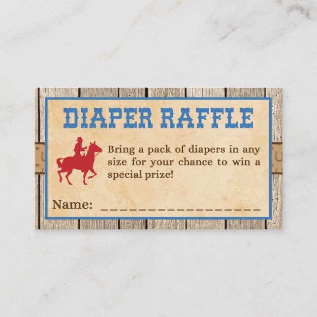 Diaper Raffle Tickets Cowboy Western Shower Enclosure Card (Front)