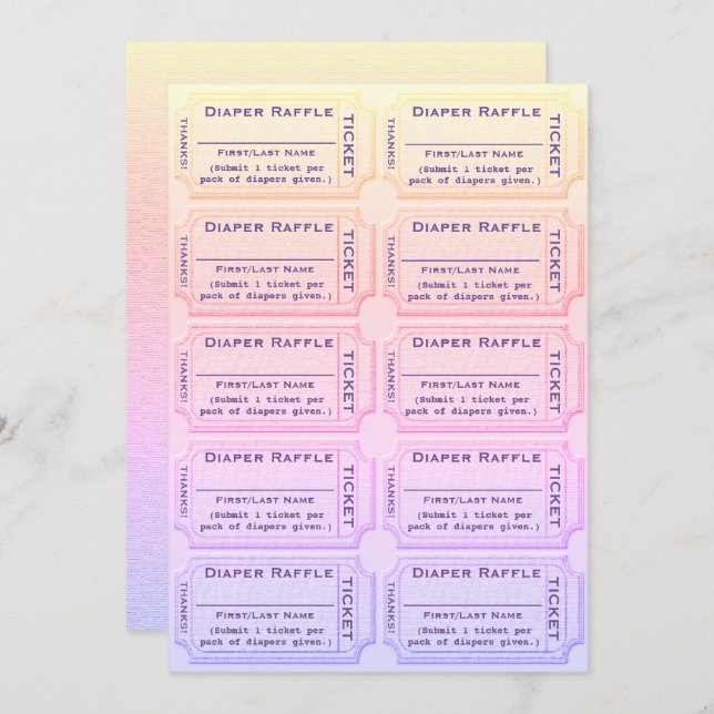 Diaper Raffle Tickets Cute Rainbow Baby Shower Invitation (Front/Back)