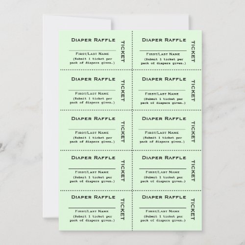 Diaper Raffle Tickets Green Invitation