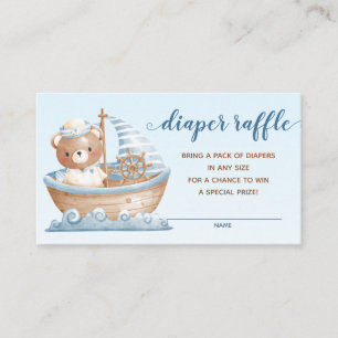 Diaper Raffle Tickets (Nautical Bear Boys Blue) Enclosure Card