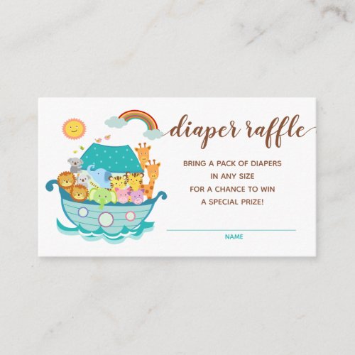 Diaper Raffle Tickets Noahs Ark Cute Animals  Enclosure Card
