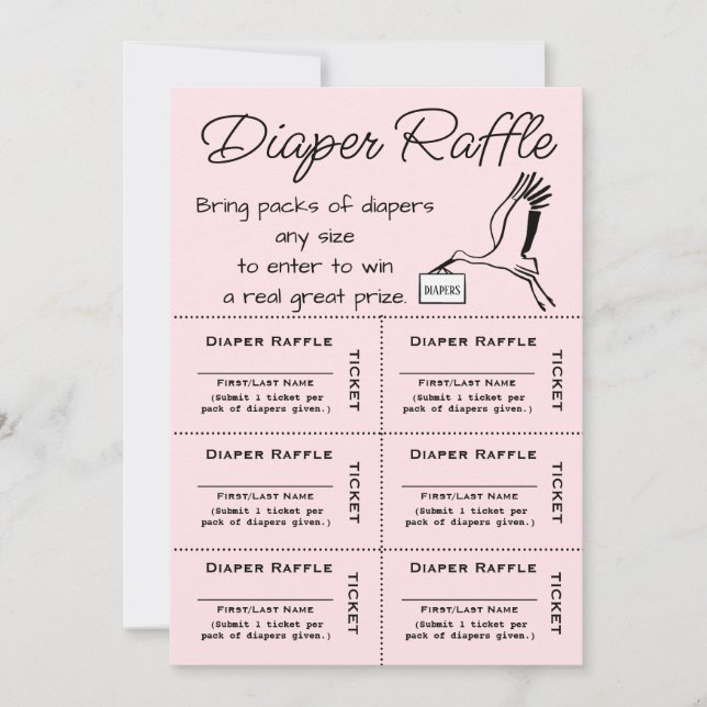 Diaper Raffle Tickets Pink Invitation (Front)