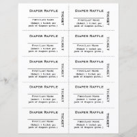 Diaper Raffle Tickets  Simple