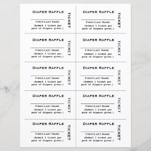 Diaper Raffle Tickets  Simple