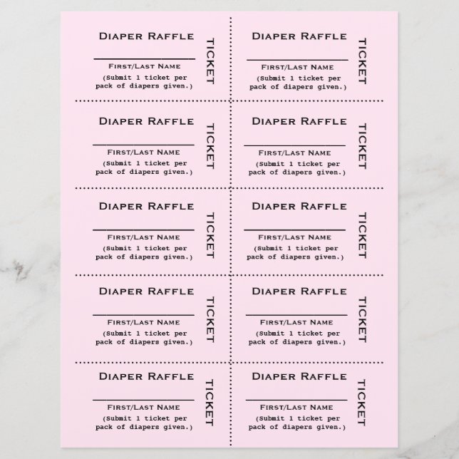 Diaper Raffle Tickets  Simple (Front)