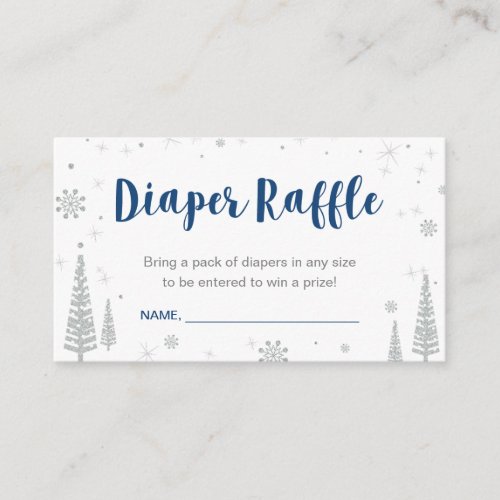 Diaper Raffle Tickets  Winter Baby Shower Boy Enclosure Card