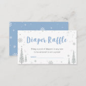 Diaper Raffle Tickets | Winter Baby Shower, Boy Enclosure Card (Front/Back)