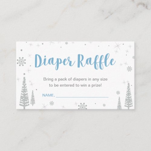 Diaper Raffle Tickets  Winter Baby Shower Boy Enclosure Card