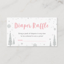 Diaper Raffle Tickets | Winter Baby Shower, Pink Enclosure Card