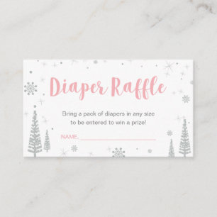 Diaper Raffle Tickets Winter Baby Shower, Pink Enclosure Card