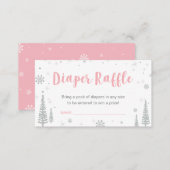 Diaper Raffle Tickets | Winter Baby Shower, Pink Enclosure Card (Front/Back)
