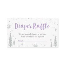 Diaper Raffle Tickets | Winter Baby Shower, Purple Enclosure Card