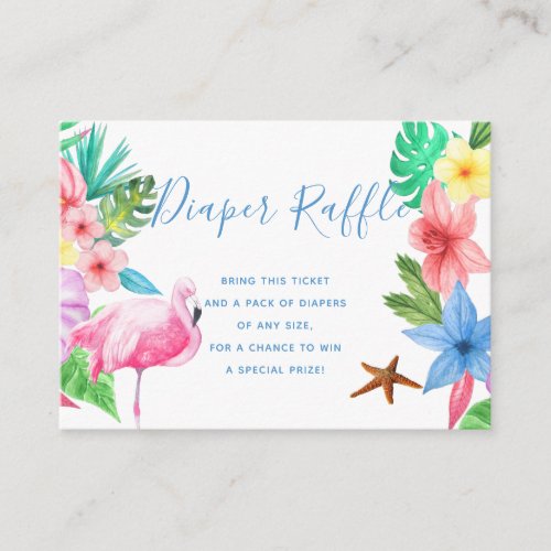 Diaper raffle tropical baby shower insert card