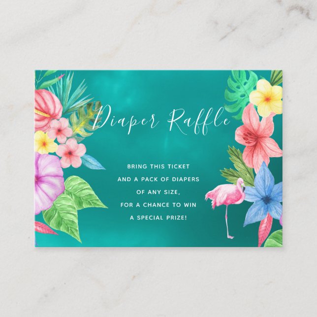 Diaper raffle tropical baby shower insert card (Front)