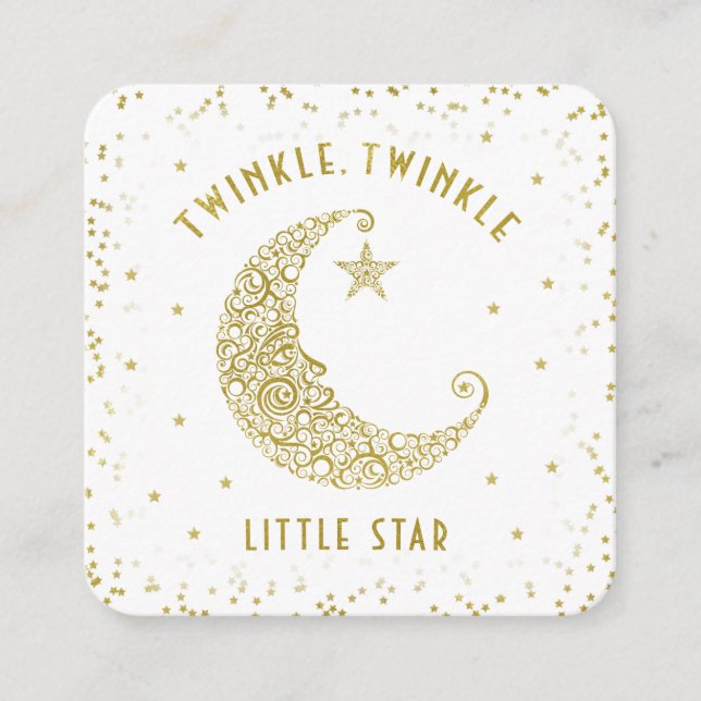 Diaper Raffle Twinkle Little Star Baby Shower Gold Enclosure Card (Front)