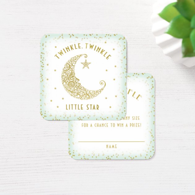 Diaper Raffle Twinkle Little Star Baby Shower Mint Square Business Card