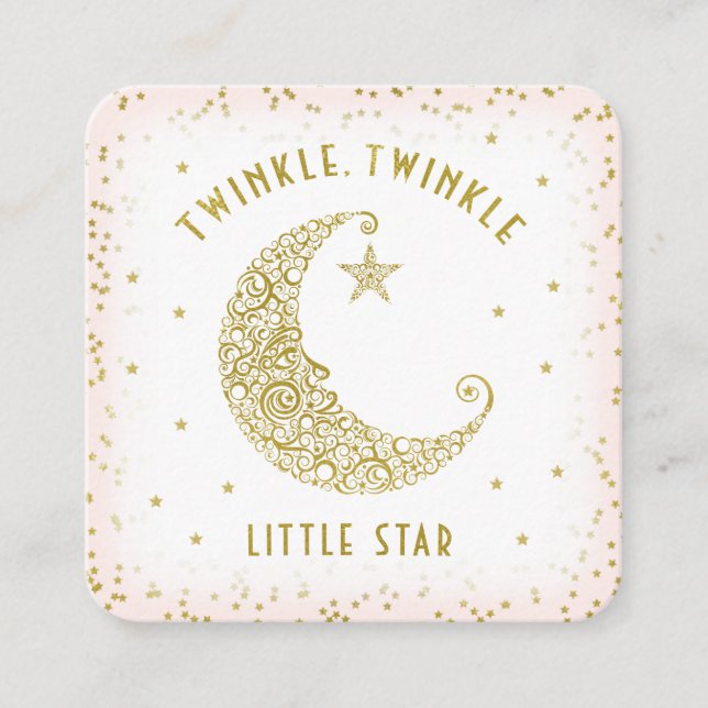 Diaper Raffle Twinkle Little Star Baby Shower Pink Enclosure Card (Front)