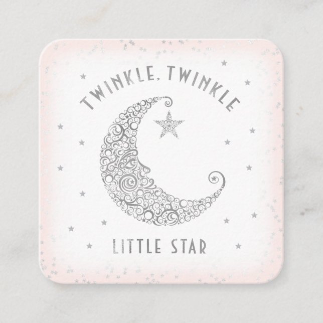 Diaper Raffle Twinkle Little Star Baby Shower Pink Enclosure Card (Front)