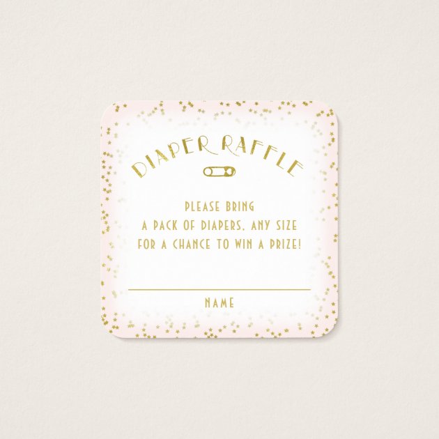 Diaper Raffle Twinkle Little Star Baby Shower Pink Square Business Card