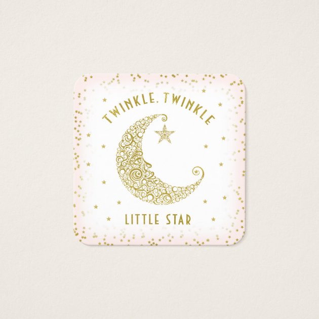 Diaper Raffle Twinkle Little Star Baby Shower Pink Square Business Card