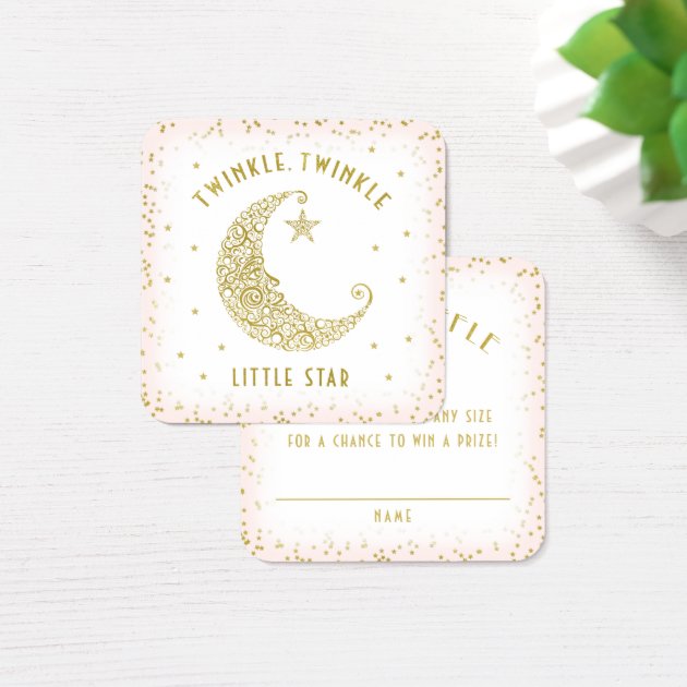Diaper Raffle Twinkle Little Star Baby Shower Pink Square Business Card