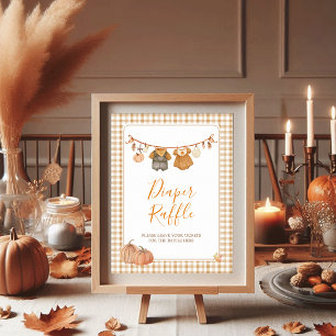 Diaper Raffle Two Little Pumpkins Twin Baby Shower Poster